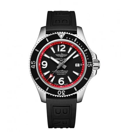 (image for) 2022 Breitling Superocean 42 Stainless Steel Black - Red eComm Replica Watch A17366D71B2S1